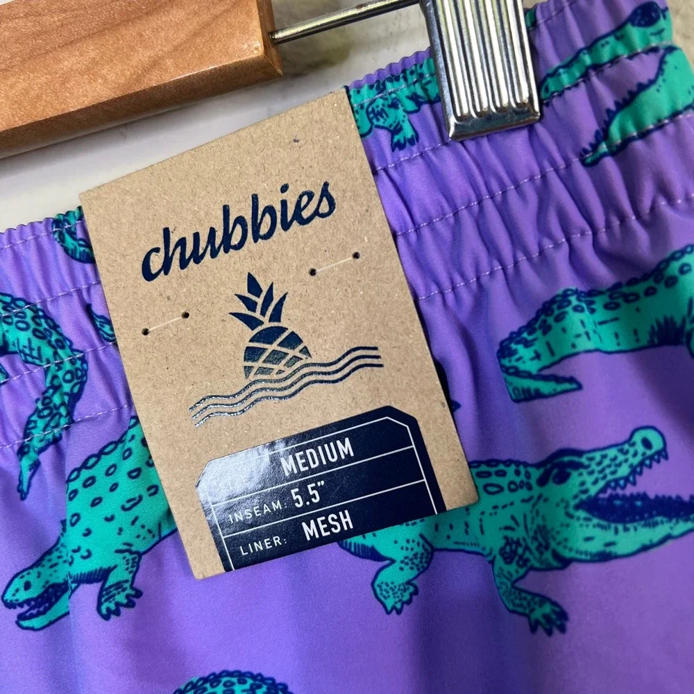 Chubbies Swim Trunks The Gem Glades Mens Size Medium Purple Gator NEW